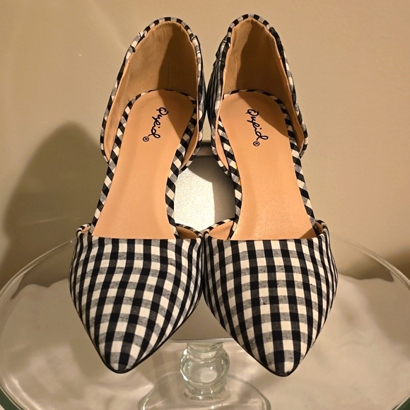 Alessa Black and White Gingham D'Orsay Women's Size 6 1/2 Pumps - Picture 2 of 9